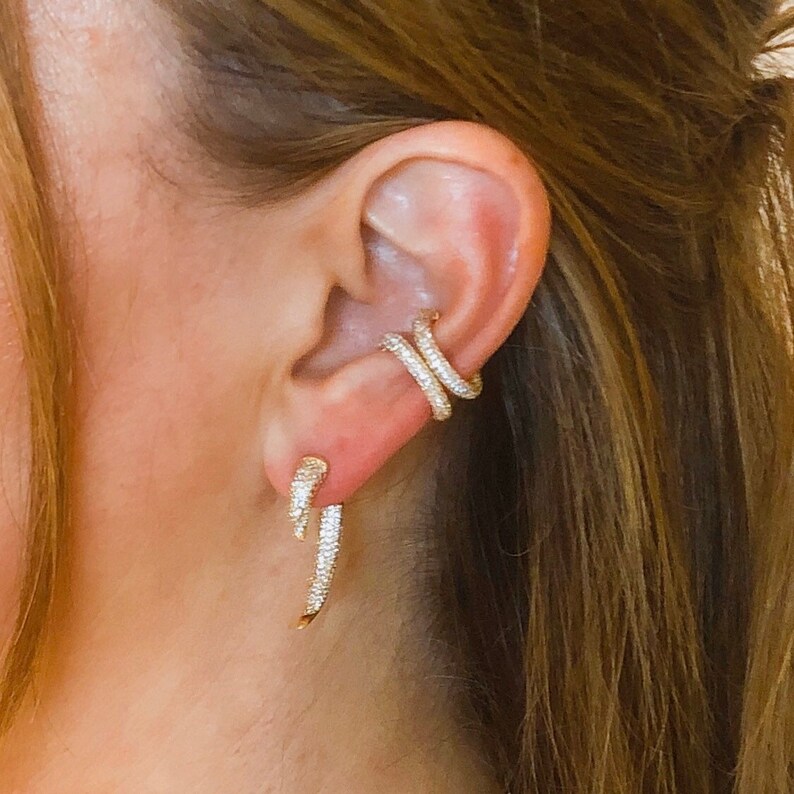 Pave Ear Cuffs cz Ear Cuffspave White Zircon Ear Cuffsear Etsy