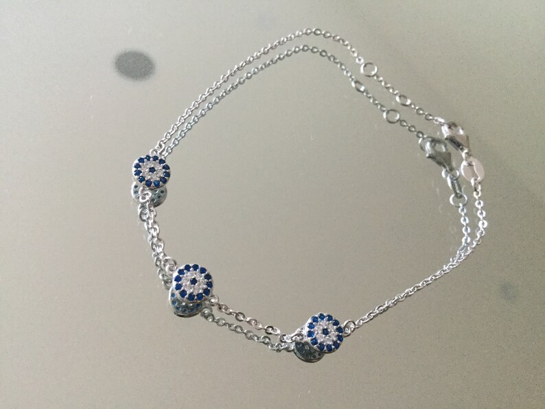 Mini evil eye disc bracelet