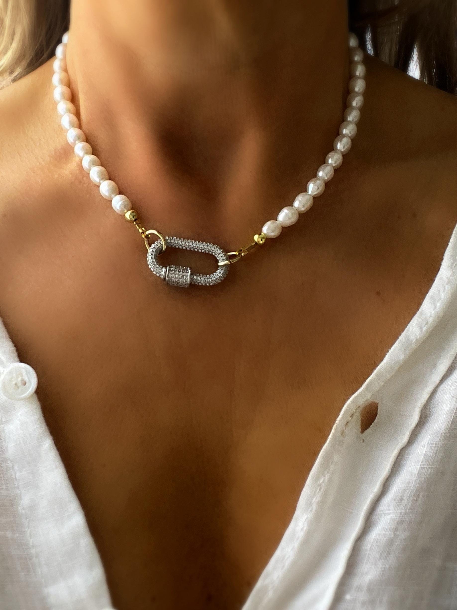 Collana con perle d'acqua dolce da uomo, catena da 8 mm, collana da uomo, collana con catena di perle da uomo, gioielli da uomo con catena di perle - Di Twistedpendant