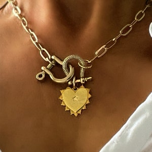 Shackle heart charm necklace