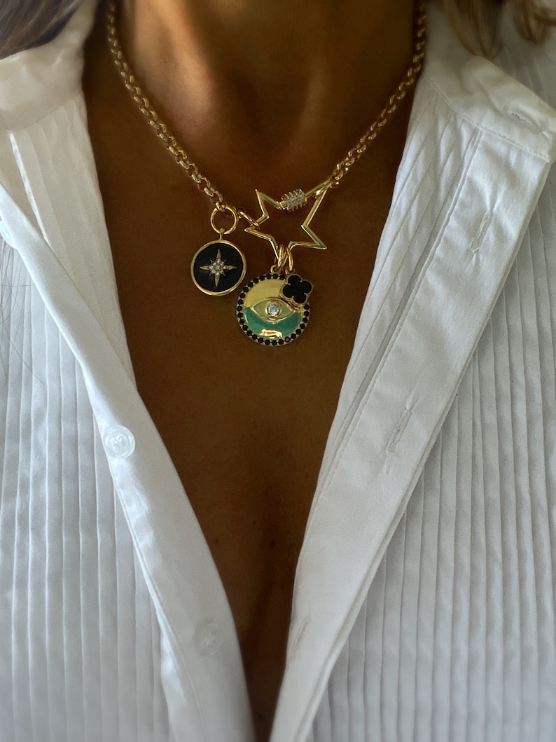 Collier porte-bonheur, collier de protection, collier de breloques chaîne rolo image 6