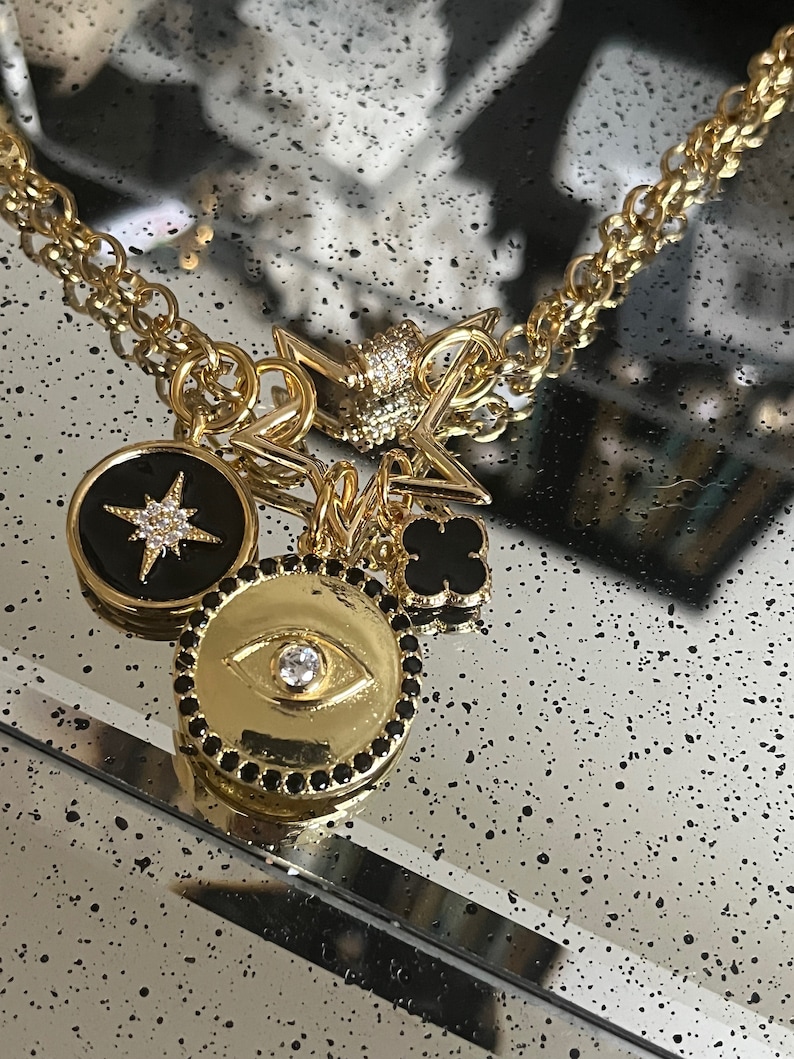 Collier porte-bonheur, collier de protection, collier de breloques chaîne rolo image 3
