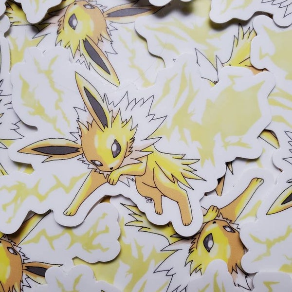 Jolteon sticker | Pokemon | Eevee evolution | Gen one | Nerdy gifts | Gotta catch them all | Console/laptop decal |Pocket monster |Electric