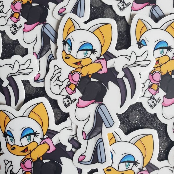 Rouge the bat sticker | Sonic girls | Video game character | Chaos gem theif | Waterproof Vinyl Sticker | Laptop/Car/console decoration |