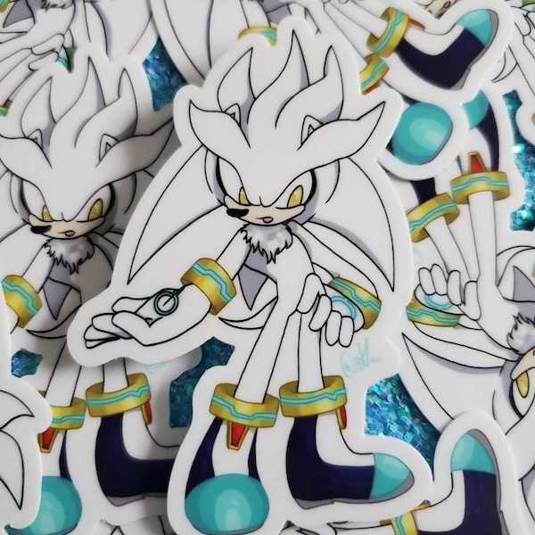 Silver the hedgehog | Sonic friends | Video game character | Fake Sonic | Waterproof Vinyl Sticker | Laptop/Car/console decoration |