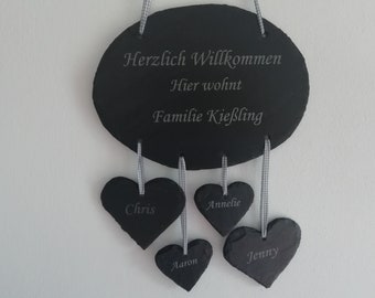 Schiefer Türschild, Namensschild, Familienschild