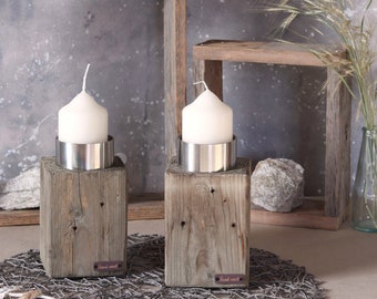 Tea light holder for large tea lights or candle pallet block stainless steel