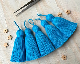 5 thick tassels 8 cm made of cotton