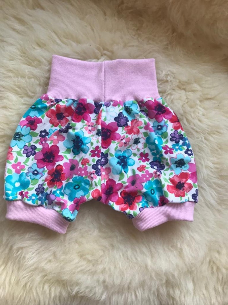 Pants short baby pants summer pink colorful flowers