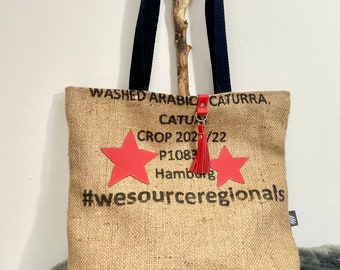 Shopper made of coffee bag, shopping bag jute bag