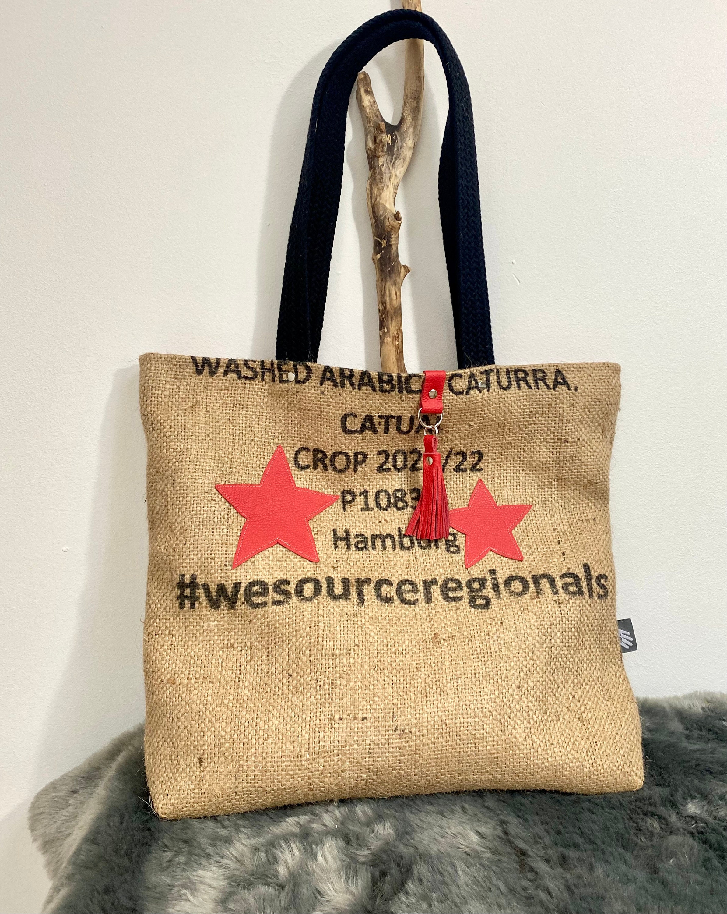 Shopper made of coffee sack, shopping bag jute bag