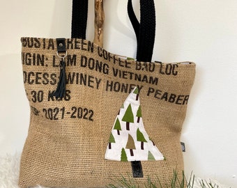 Shopper made of coffee bag, shopping bag jute bag