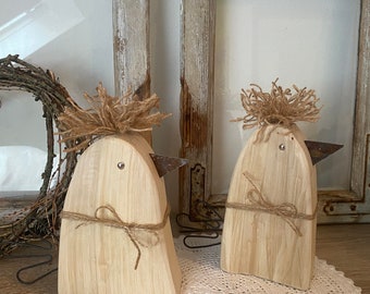 2 Hühner aus Holz, Holzhuhn, Deko Frühling, Deko Sommer, OsterGeschenk, Kleines Geschenk,