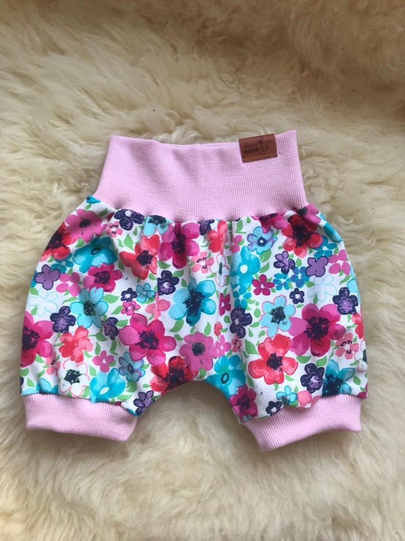 Pants short baby pants summer pink colorful flowers