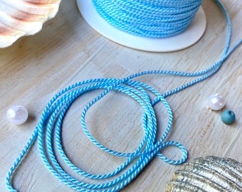5 m/10 m cord 2 mm light blue satin cord nylon cord