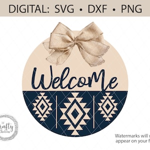 Welkom SVG DXF PNG / digitaal snijbestand / lasergesneden bestand / Cricut / Silhouet / Glowforge / cnc / deurbordbestand / Azteeks / Boho / western