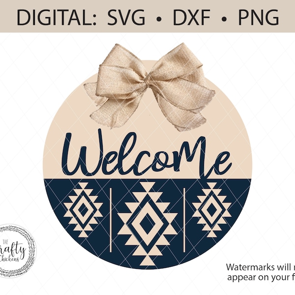 Welcome SVG DXF PNG / digital cut file / laser cut file / Cricut / Silhouette / Glowforge / cnc / door sign file / Aztec / Boho / western