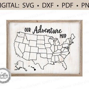 USA Map SVG / Our Adventure Map svg / USA Amerika / Digital Cut File / Lasercut-Datei / Cricut / Silhouette / Landkarte / Roadtrip / Reise