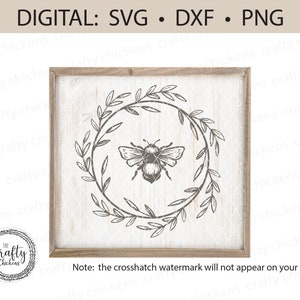 Bee SVG / Laurel wreath SVG / digital cut file / laser cut file / Cricut / Silhouette / farmhouse SVG / farm style / clipart