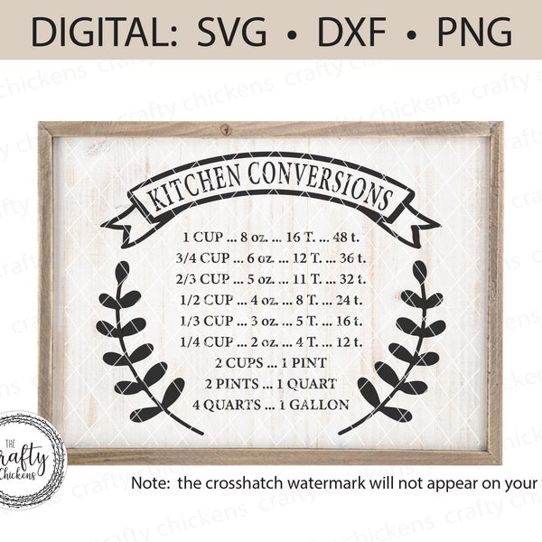 Kitchen Conversions SVG / digital cut file / laser cut file / Cricut / Silhouette / Glowforge / CNC / kitchen measurements chart