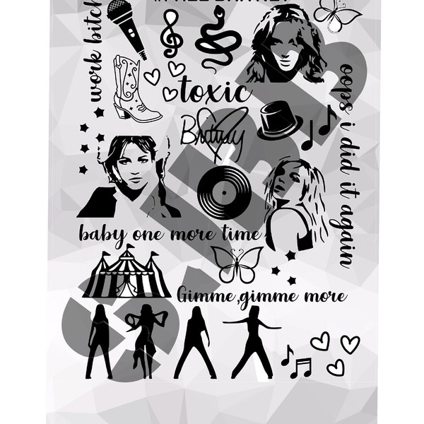 Digital download Britney inspired collage single layer image cut file SVG JPeg Jpg PNG Silhouette  freebritney free spears