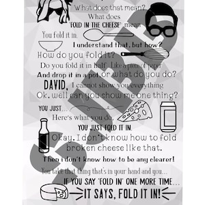 Digital download inspired by Schitts Creek TV show fold In The Cheese quote single layer image cut file SVG JPeg Jpg PNG Silhouette Cricut