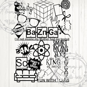 TBBT inspired by The Big Bang Theory Svg PNG Jpg JPEG Tv show Bazinga Digital Download File for Cricut Silhouette collage