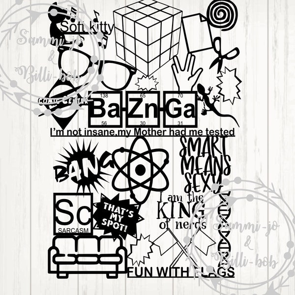 TBBT inspired by The Big Bang Theory Svg PNG Jpg JPEG Tv show Bazinga Digital Download File for Cricut Silhouette collage