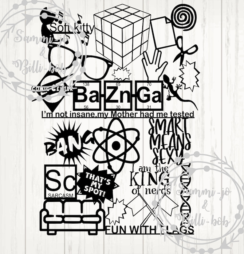 TBBT The Big Bang Theory Svg PNG Jpg JPEG Tv show Bazinga Digital Download File for Cricut Silhouette collage image 1