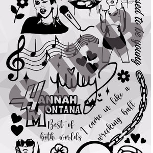 Digitale download geïnspireerd door Miley Cyrus collage enkellaags afbeelding gesneden bestand SVG JPeg Jpg PNG silhouet concertmuzikant