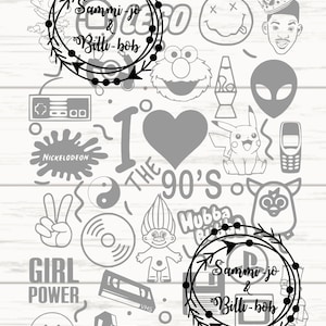 Digital File I love 90s throwback retro images collage 1990s graphics SVG PNG JPeg jpg Cricut silhouette  vinyl cutter Toys Film Game Movie