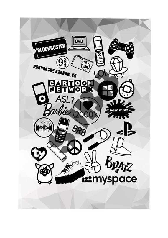 Digital File download I love 2000s 00s images collage graphics SVG PNG JPeg  jpg Cricut silhouette vinyl cutter games video toys movie