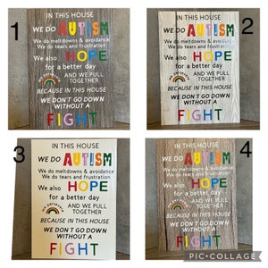 In This House We Do Autism - Wooden Wall Plaque Board A4 A5 Home Autistic  sign