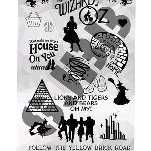 Digitale download geïnspireerd door wizard of oz film geïnspireerd collage enkellaags afbeelding gesneden bestand SVG JPEG Jpg PNG silhouet klassieke film