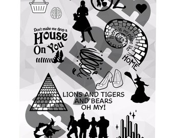 Digital download wizard of oz movie inspired collage single layer image cut file SVG JPeg Jpg PNG Silhouette  Classic Movie