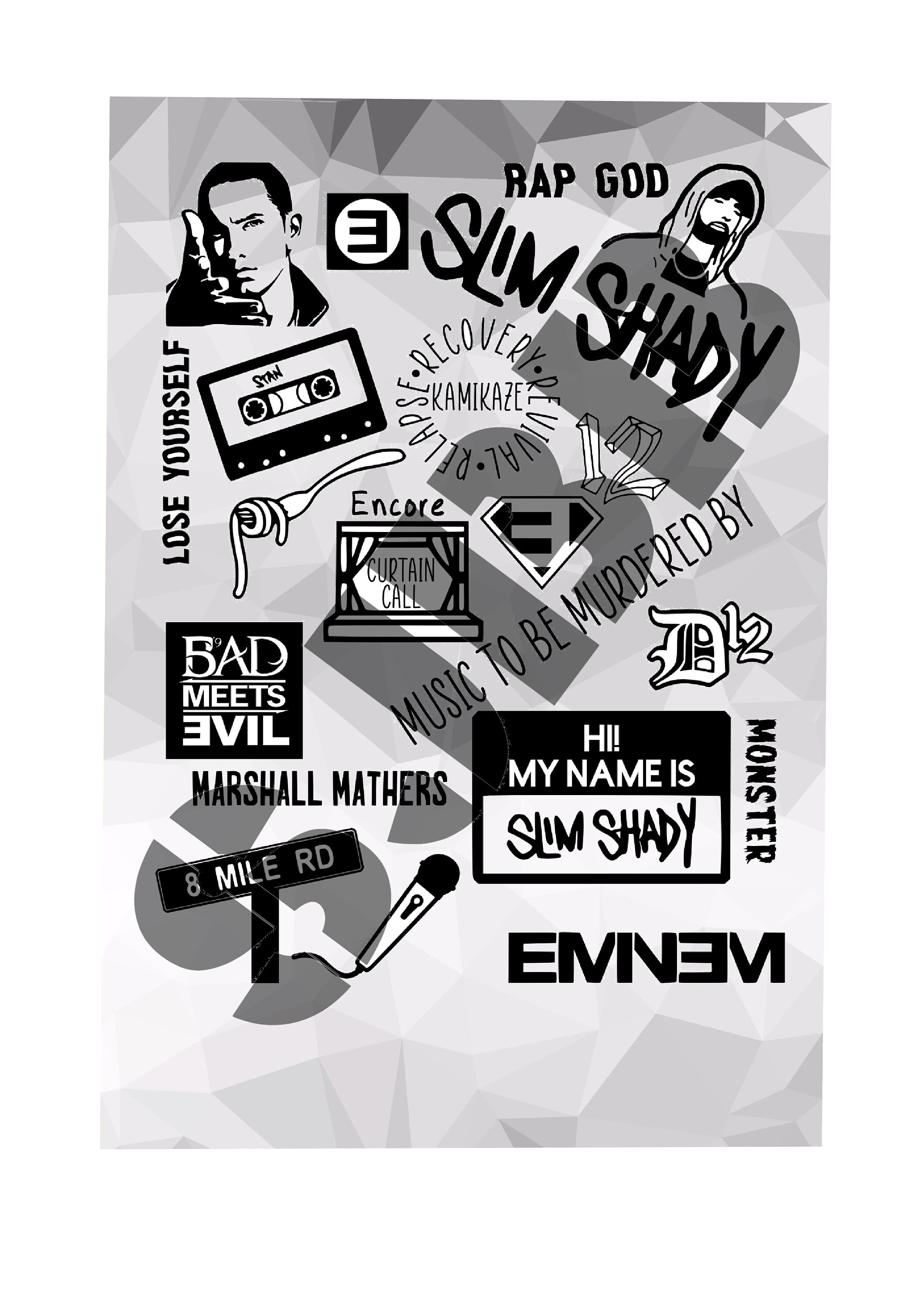 Digital Download Eminem Inspired Collage Single Layer Image Cut File