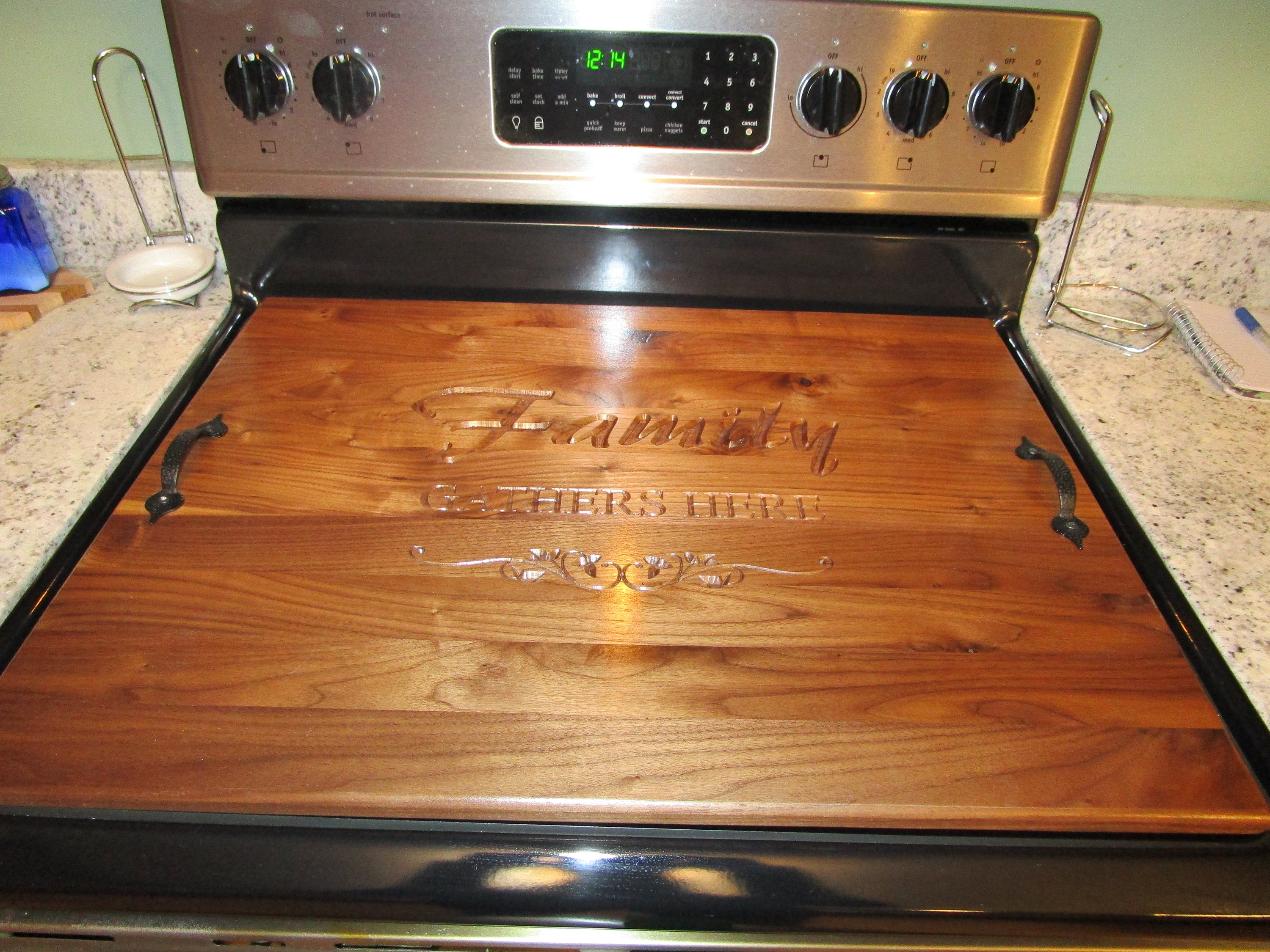 Stove Top Cover, Multiple Sizes Stove Cover, Gas Stove Top Cover, Stove Top  Cover for Electric Stove, Noodleboard Stove Cover, WALNUT FINISH 