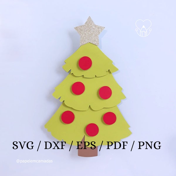 Christmas tree, cutting file, template, paper craft, papercraft, svg, dxf, pdf, png, cricut, silhouette, digital file