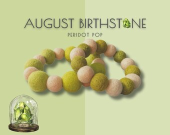 Collier pour animal de compagnie avec pierre de naissance d'août – Péridot Pop | Collier d'anniversaire pour chien | Collier à pompon vert