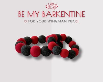 Collier pour animal de compagnie pour la Saint-Valentin | Cravates Garçon Chien | Col à pompons rouge et gris