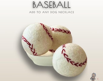 Pompon de baseball en feutre | Supplément pour collier pour chien