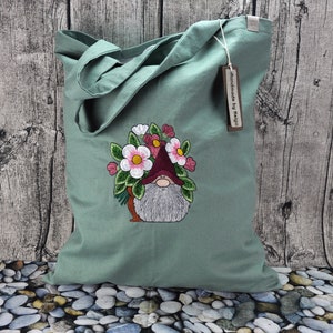 XL Bestickte Tasche Blumenwichtel Segeltuch Canvas