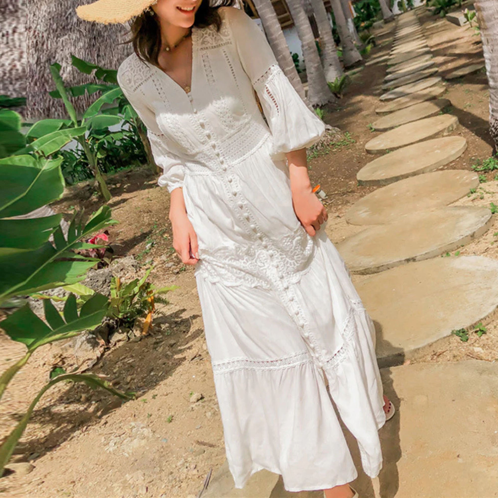 v neck maxi dress with sleeves