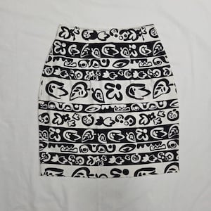 Vintage 90s The Limited Abstract Floral Black White Pencil Skirt 4
