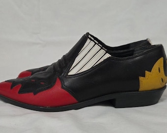 80s Mootsies Tootsies Houston Funky Colorblock Western Shoes 7.5