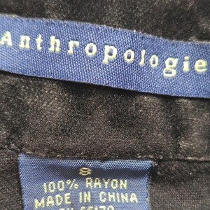 Vintage Anthropologie Black Rayon Velvet Skirt 8 Bild 5