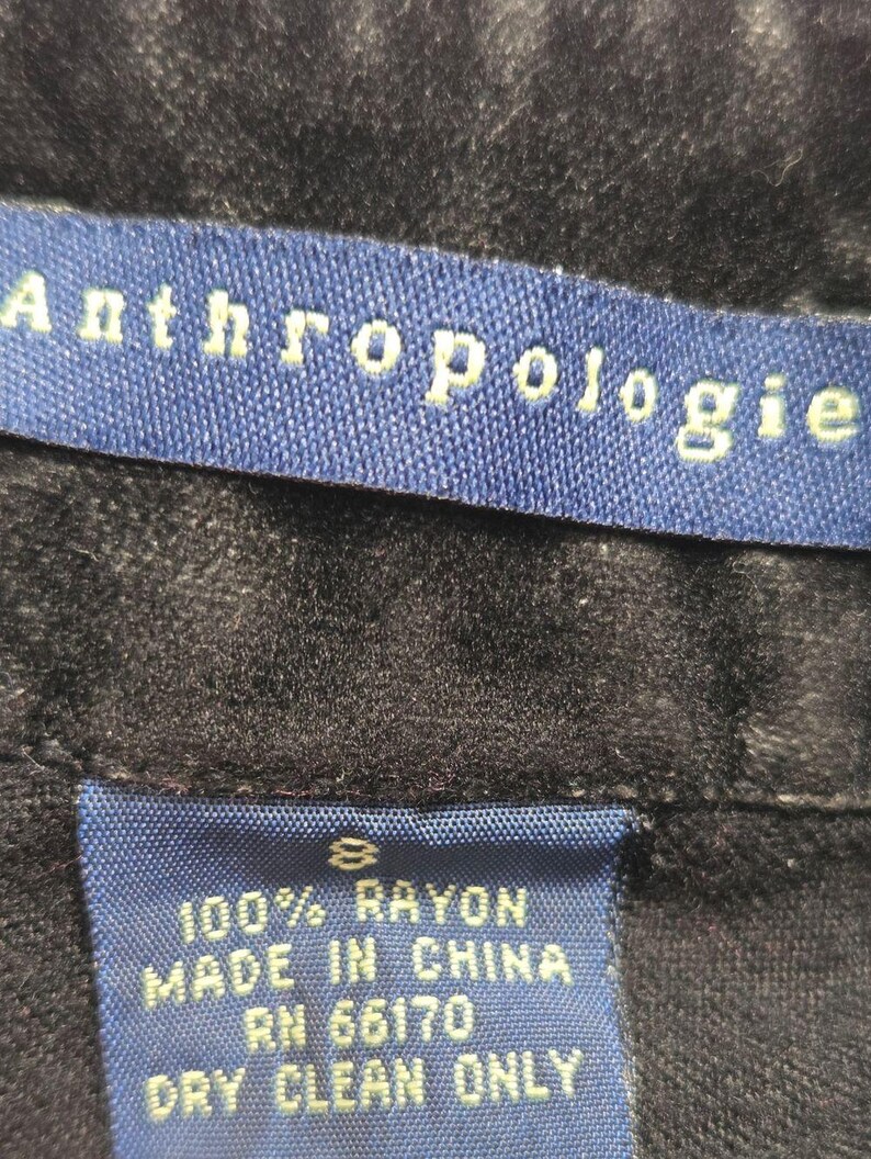 Vintage Anthropologie Black Rayon Velvet Skirt 8 Bild 5