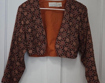 Vintage Passports Pier One Embellished Cropped Jacket S