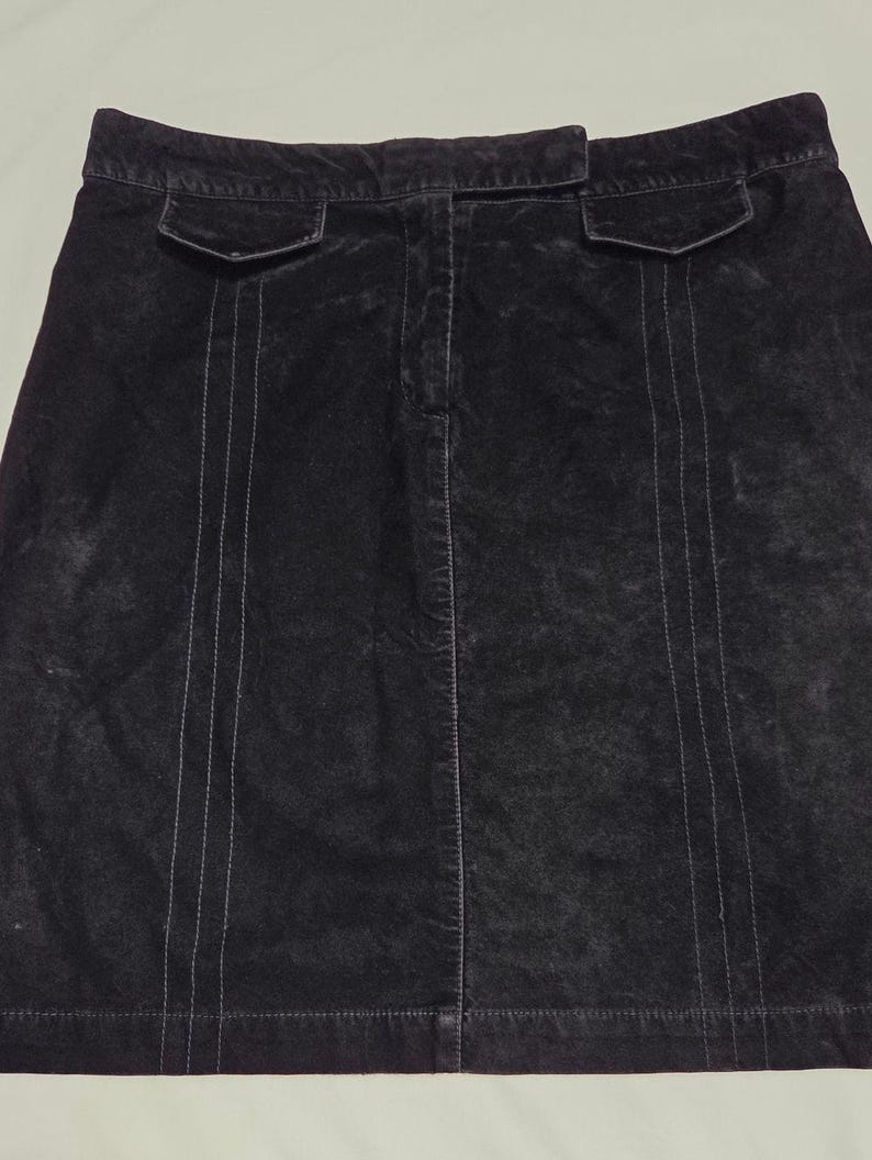 Vintage Anthropologie Black Rayon Velvet Skirt 8 Bild 2