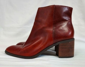 90s Enzo Angiolini Jizelle Cognac Leather Ankle Boots 8.5